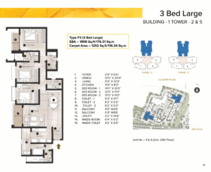 Avalon Park Apartments in Sarjapur Road 3bhlk floor plan